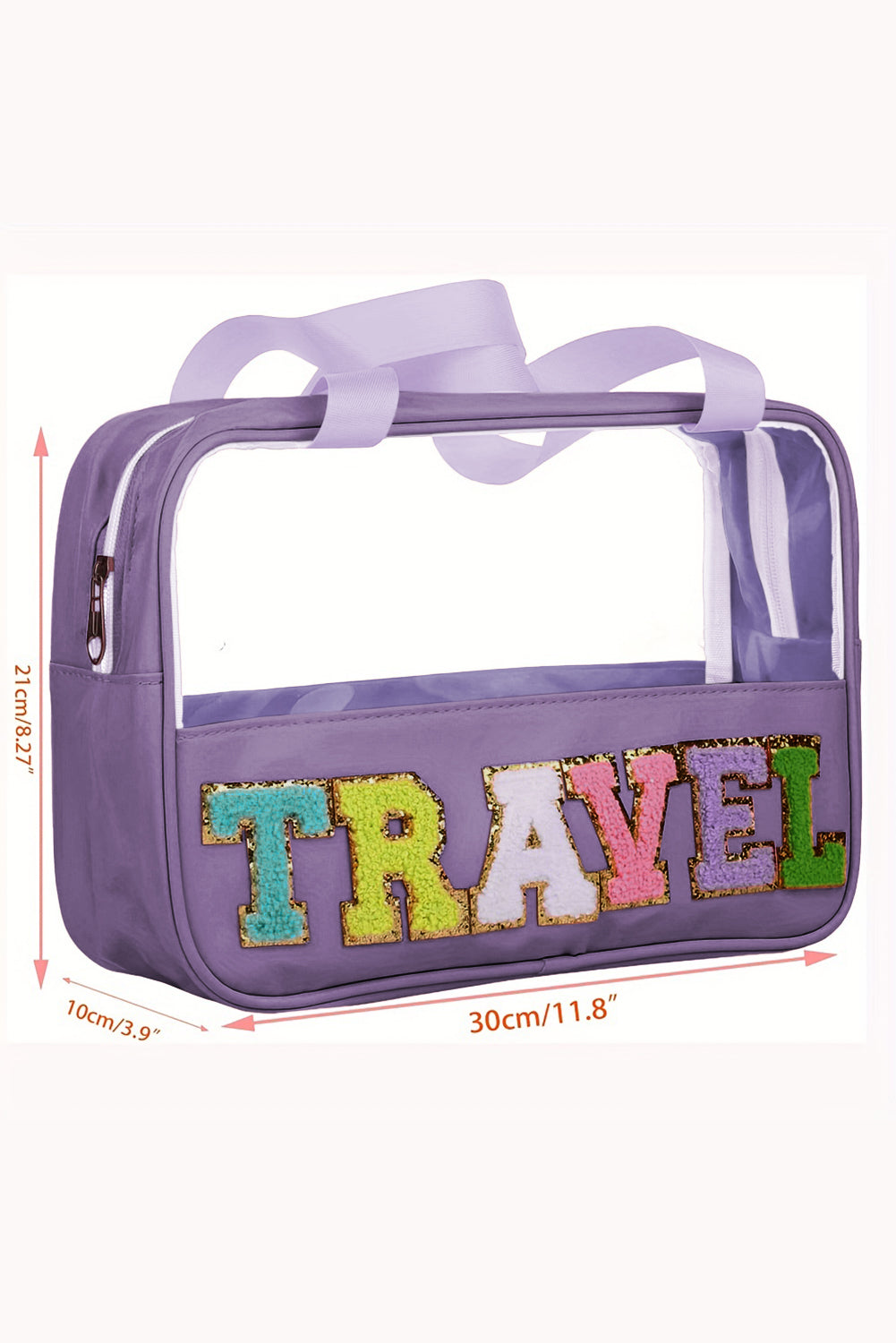 Purple TRAVEL Transparent Pouch with Zip Bag - Secure & Stylish