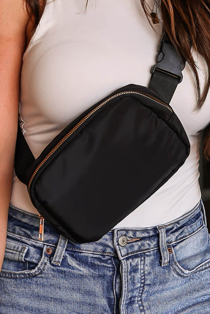 Black Waterproof Zipped Crossbody Bag - Secure Zipper Closure