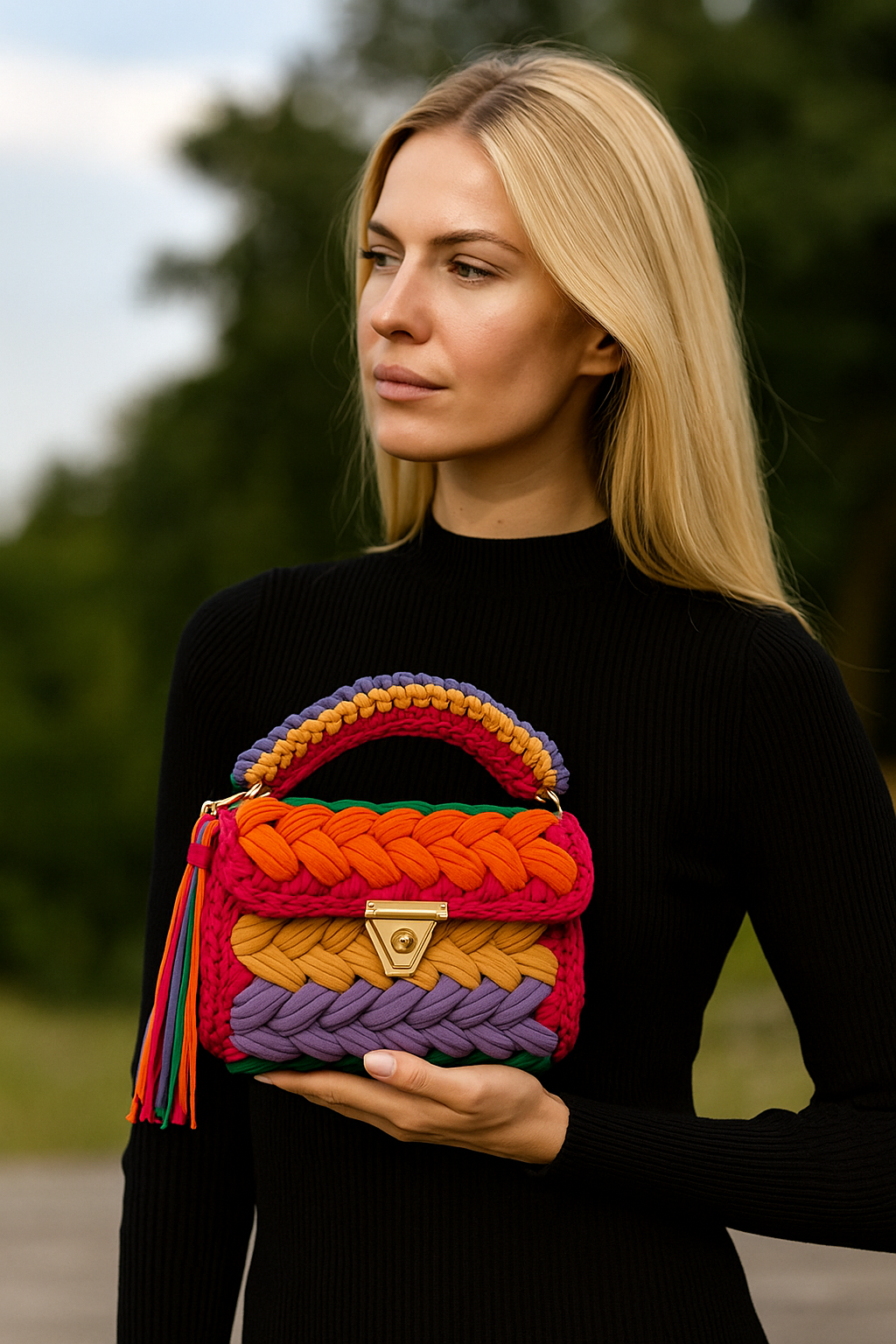 CHQEL Evening Clutch Bag for Women, Handmade Crochet Wedding Party Purse, Small Flap Formal Crossbody Handbag Evening Clutch