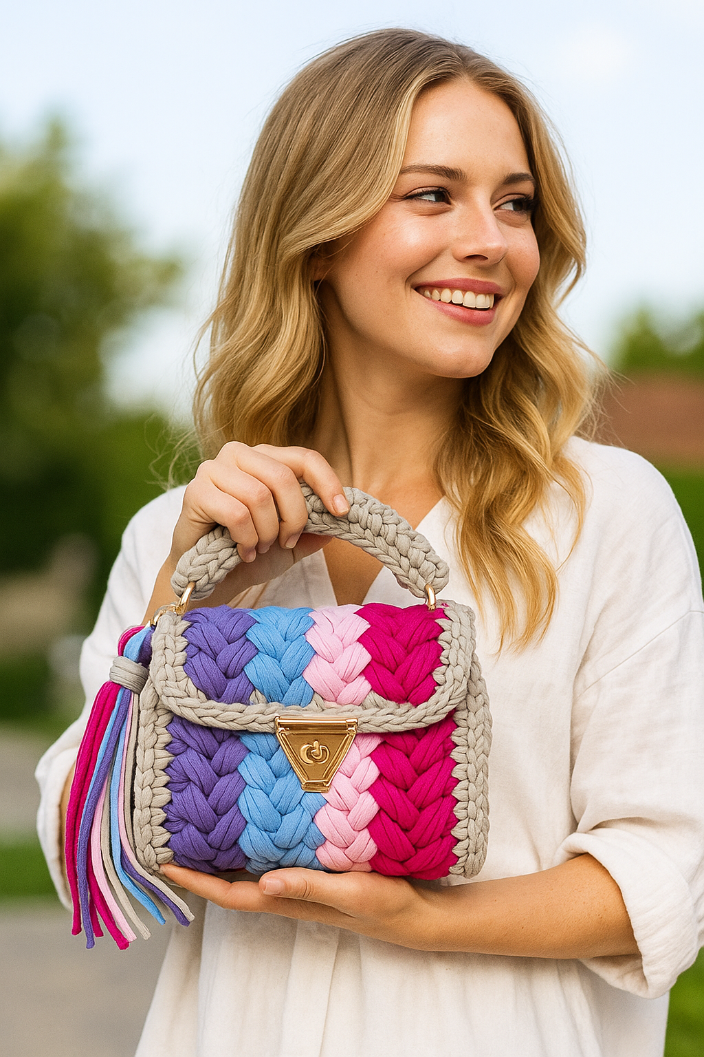 CHQEL Evening Clutch Bag for Women, Handmade Crochet Wedding Party Purse, Small Flap Formal Crossbody Handbag Evening Clutch