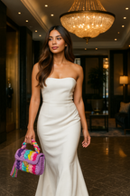 CHQEL Evening Clutch Bag for Women, Handmade Crochet Wedding Party Purse, Small Flap Formal Crossbody Handbag Evening Clutch