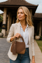 CHQEL Evening Clutch Bag for Women,  Handmade Crochet  Macrame  Yarn  Wedding Party Purse, Small Flap Formal Crossbody Handbag Evening Clutch