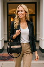 CHQEL Evening Crochet Clutch Bag for Women - Handmade Macrame Yarn Wedding Party Small Flap Formal Crossbody Purse