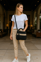 CHQEL Evening Crochet Clutch Bag for Women - Handmade Macrame Yarn Wedding Party Small Flap Formal Crossbody Purse