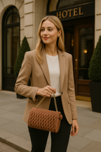 CHQEL Evening Clutch Bag for Women, Handmade Crochet Wedding Party Purse, Small Flap Formal Crossbody Handbag Evening Clutch