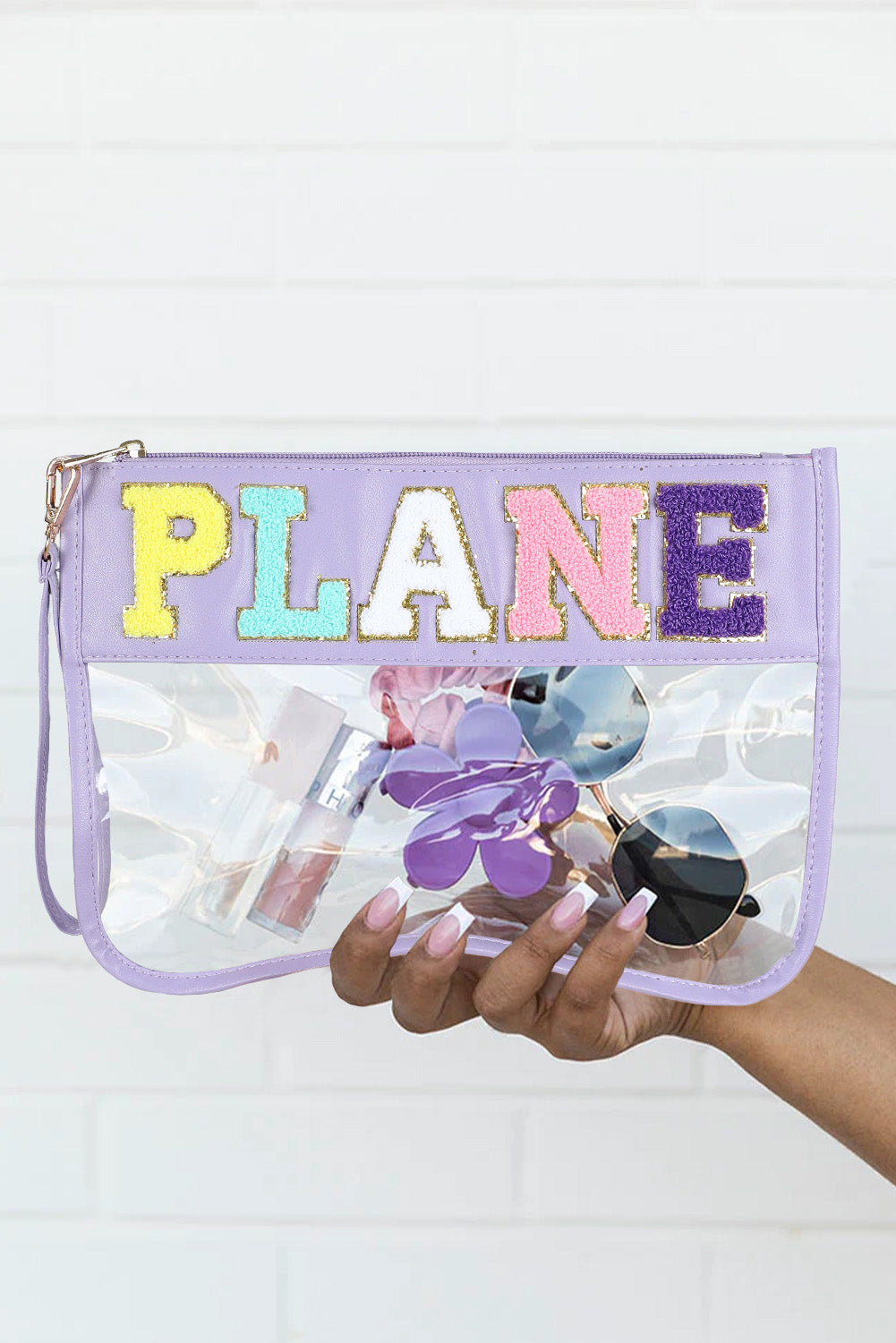 Pink PLANE Transparent Pouch with Zip Bag - Secure & Stylish