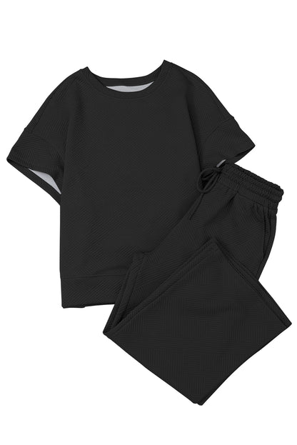 Stylish Black Women's T-Shirt & Pants Set - Relaxed Fit