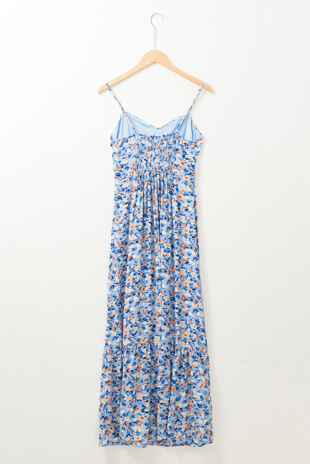 Women's Sky Blue Color Floral Patterned Ruffle Dress