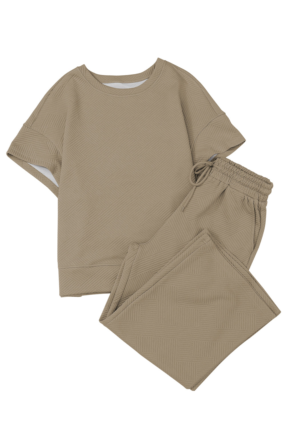 Stylish Pale Khaki Women's T-Shirt & Pants Set - Relaxed Fit