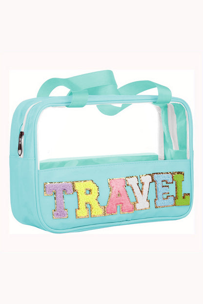 Mint Green TRAVEL Transparent Pouch with Zip Bag - Secure & Stylish