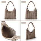 CHQEL Evening Clutch Bag for Women,  Handmade Crochet  Macrame  Yarn  Wedding Party Purse, Small Flap Formal Crossbody Handbag Evening Clutch