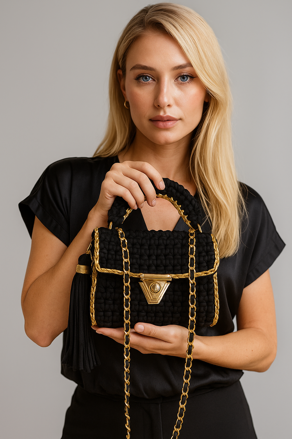 CHQEL Evening Clutch Bag for Women, Handmade Crochet Wedding Party Purse, Small Flap Formal Crossbody Handbag Evening Clutch
