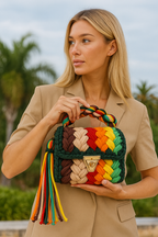 CHQEL Evening Clutch Bag for Women, Handmade Crochet Wedding Party Purse, Small Flap Formal Crossbody Handbag Evening Clutch