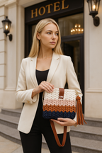 CHQEL Evening Clutch Bag for Women, Handmade Crochet Wedding Party Purse, Small Flap Formal Crossbody Handbag Evening Clutch