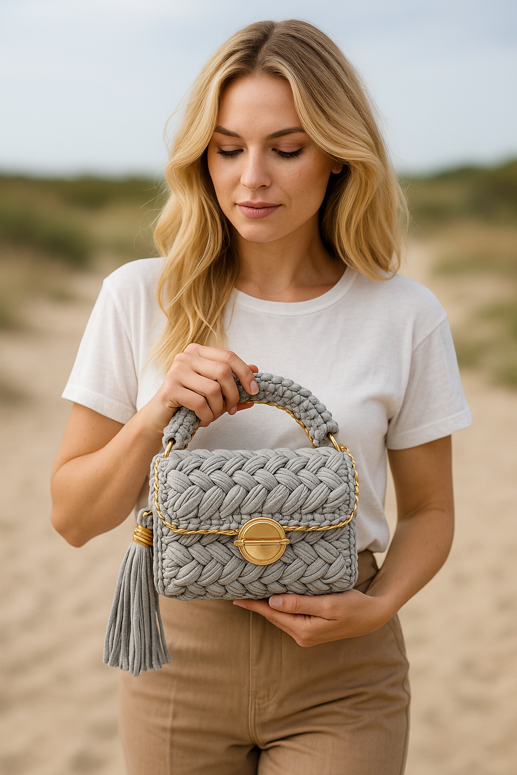 CHQEL Evening Clutch Bag for Women, Handmade Crochet Wedding Party Purse, Small Flap Formal Crossbody Handbag Evening Clutch