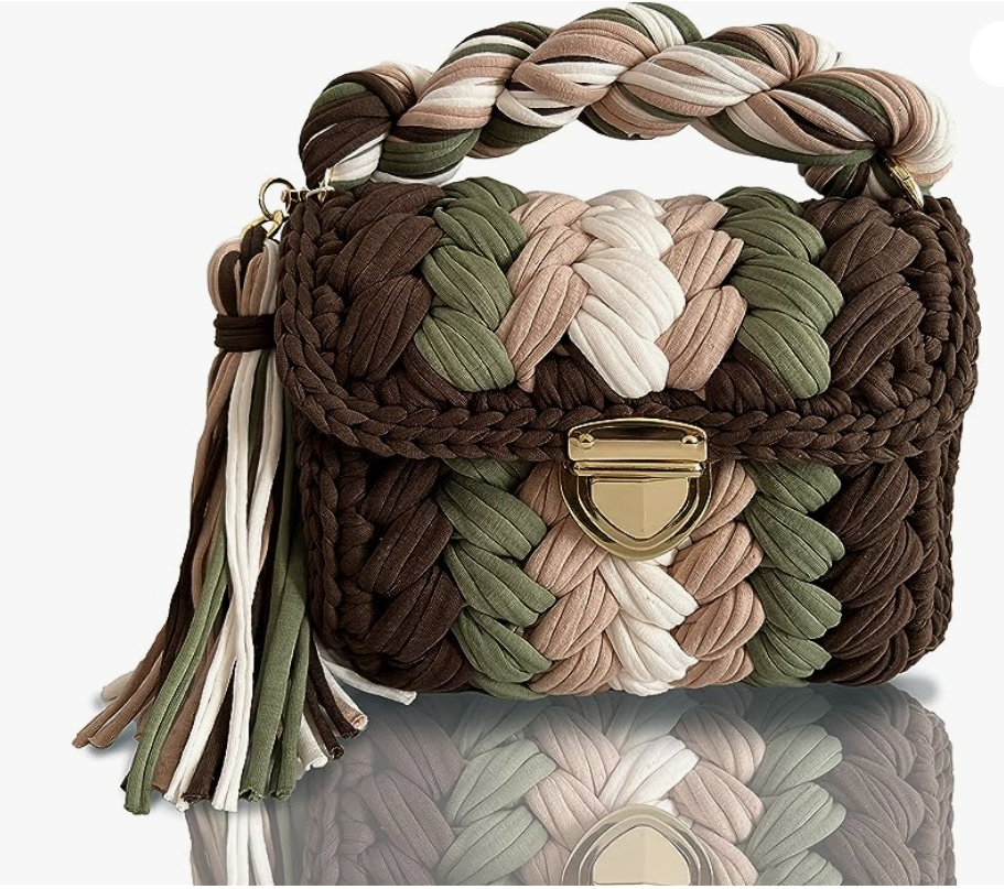 CHQEL Evening Clutch Bag for Women, Handmade Crochet Wedding Party Purse, Small Flap Formal Crossbody Handbag Evening Clutch