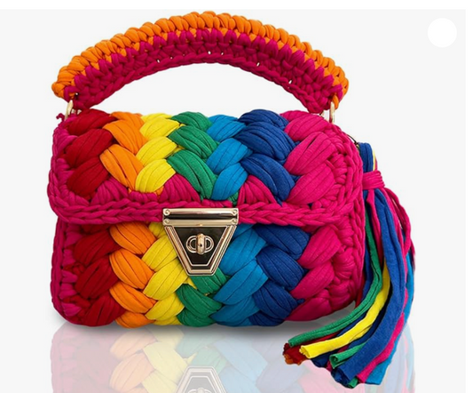 Crochet Evening Wedding Party Clutch Bag (RAINBOW)