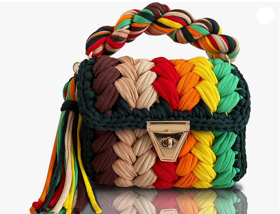 CHQEL Evening Clutch Bag for Women, Handmade Crochet Wedding Party Purse, Small Flap Formal Crossbody Handbag Evening Clutch