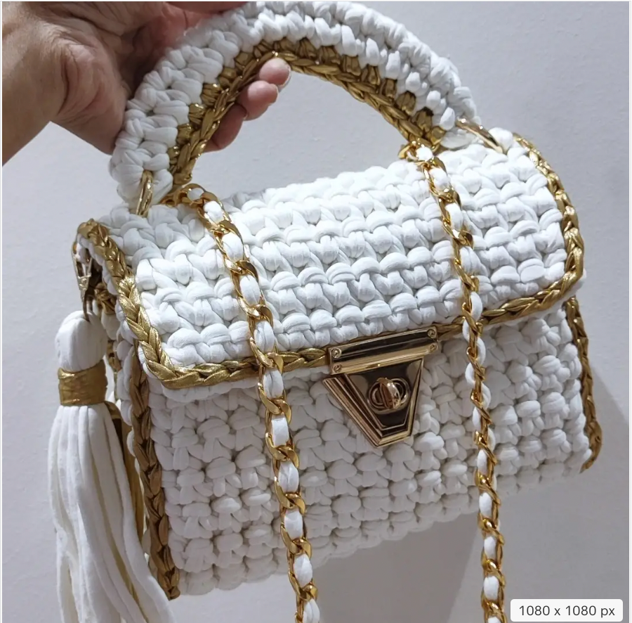 CHQEL Evening Clutch Bag for Women, Handmade Crochet Wedding Party Purse, Small Flap Formal Crossbody Handbag Evening Clutch