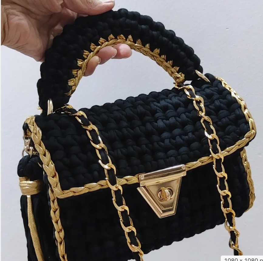 CHQEL Evening Clutch Bag for Women, Handmade Crochet Wedding Party Purse, Small Flap Formal Crossbody Handbag Evening Clutch