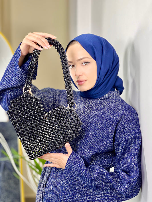 Elegant Crochet Clutch Bag (BLACK PEARL)