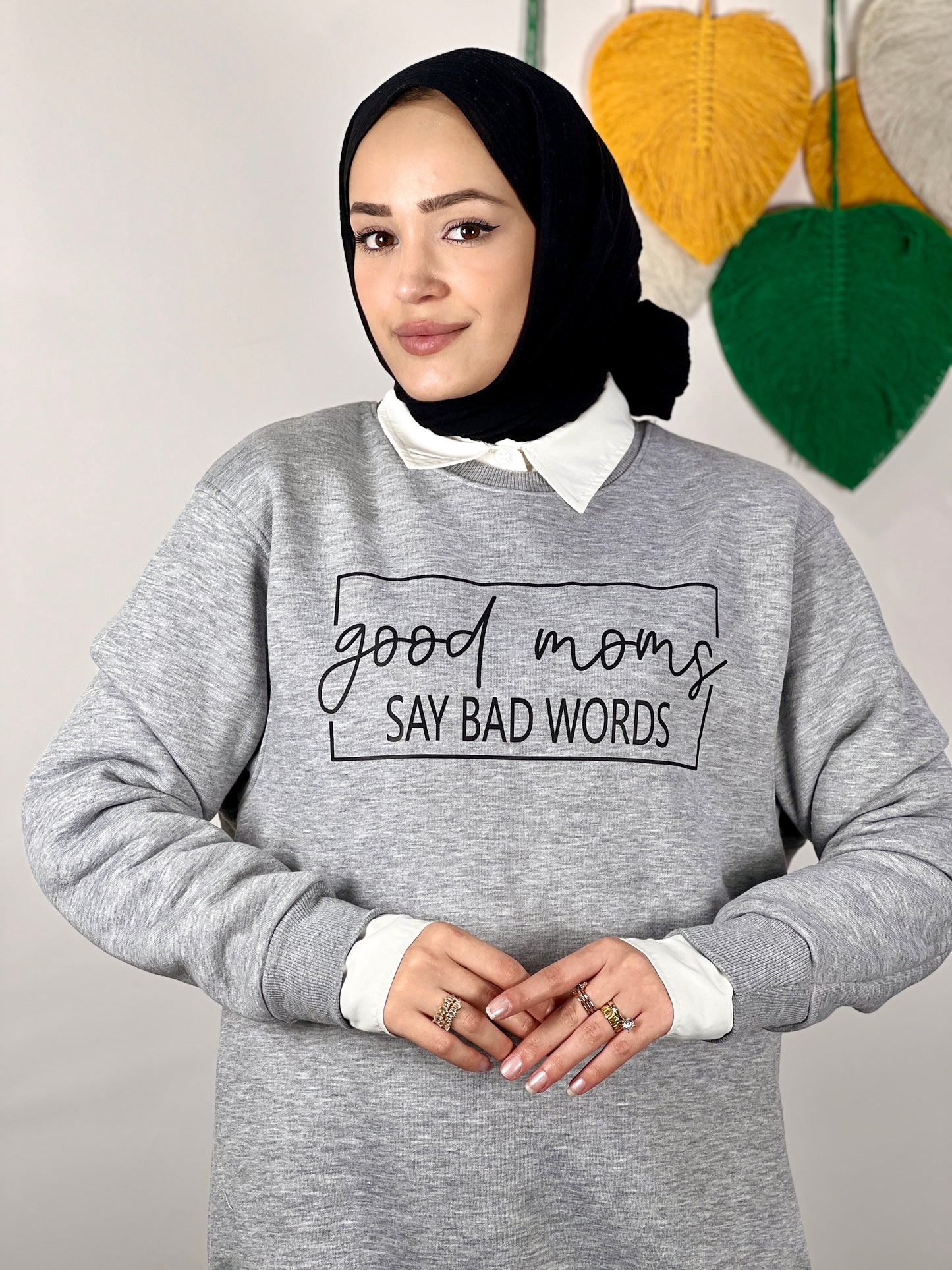 Maternity Sweatshirt Printed Good Moms Oversize (GREY)