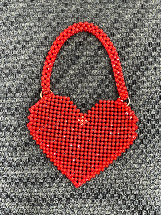 Elegant Crochet Clutch Bag (RED PEARL)
