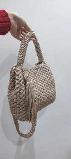 CHQEL Evening Clutch Bag for Women,  Handmade Crochet  Macrame  Yarn  Wedding Party Purse, Small Flap Formal Crossbody Handbag Evening Clutch