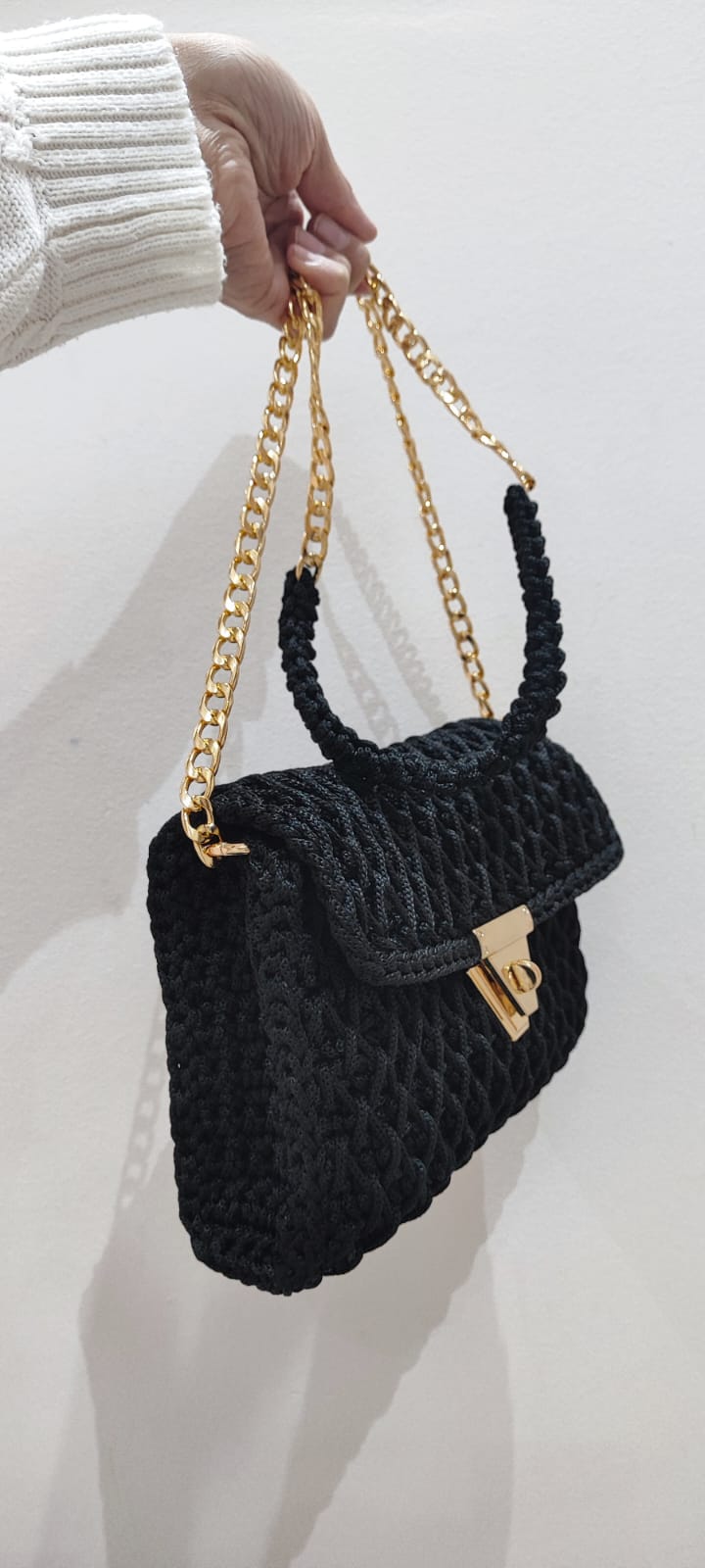 Handmade Crochet Macrame Clutch Bag - Stylish Evening Crossbody Purse for Women’s Weddings and Parties