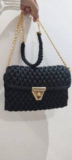 Handmade Crochet Macrame Clutch Bag - Stylish Evening Crossbody Purse for Women’s Weddings and Parties