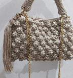 CHQEL Evening Clutch Bag for Women,  Handmade Crochet  Macrame  Yarn  Wedding Party Purse, Small Flap Formal Crossbody Handbag Evening Clutch
