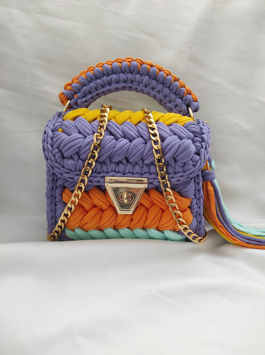 Crochet Evening Wedding Party Clutch Bag (PURPLE)