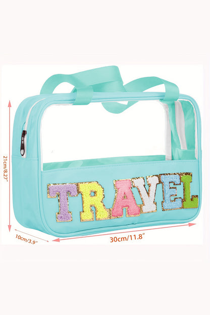 Mint Green TRAVEL Transparent Pouch with Zip Bag - Secure & Stylish