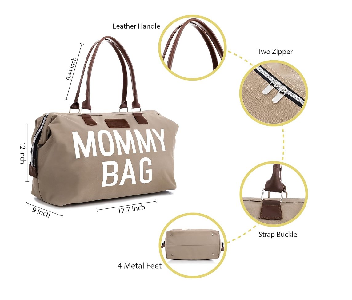 Beige Baby Diaper Bag Mommy Bags for Hospital & Functional Large Baby Diaper Travel Bag for Baby Care - CHQEL