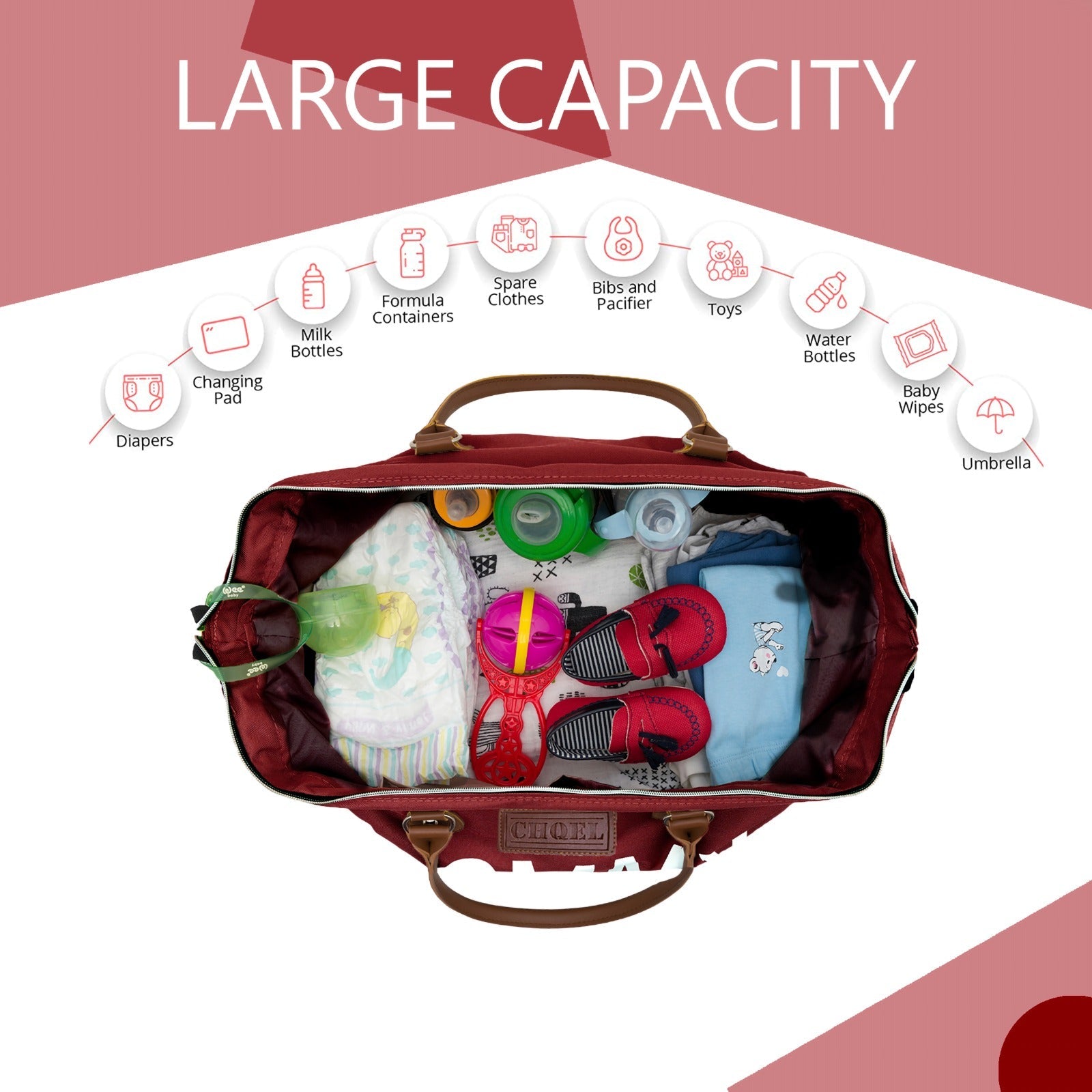 2 Diaper Bags, Organizer Bags, Travel Changing Pad With Wipe