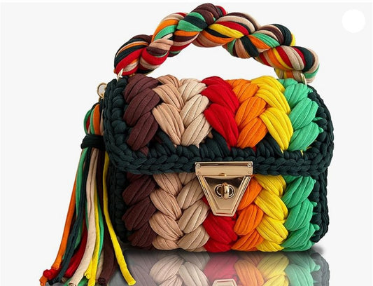 CHQEL Evening Clutch Bag for Women, Handmade Crochet Wedding Party Purse, Small Flap Formal Crossbody Handbag Evening Clutch - CHQEL
