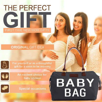 CHQEL Grey Baby Diaper Bag, Mommy Bags for Hospital & Functional Large Baby Diaper Travel Bag for Baby Care - CHQEL