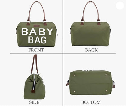 Khaki Green Baby Diaper Bag Baby Bags for Hospital & Functional Large Baby Diaper Travel Bag for Baby Care - CHQEL