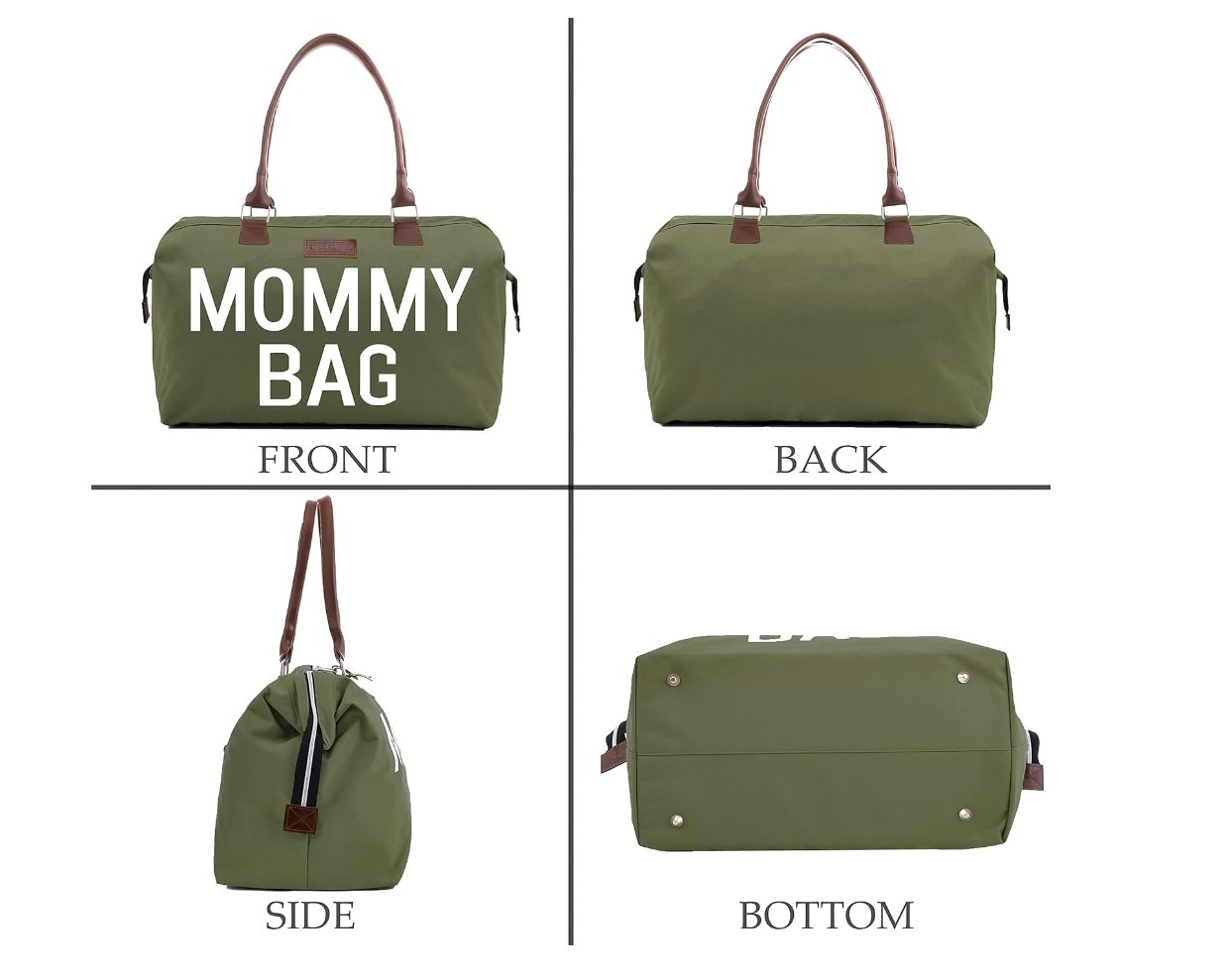 Khaki Green Baby Diaper Bag Mommy Bags for Hospital & Functional Large Baby Diaper Travel Bag for Baby Care - CHQEL