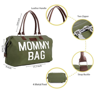 Khaki Green Baby Diaper Bag Mommy Bags for Hospital & Functional Large Baby Diaper Travel Bag for Baby Care - CHQEL